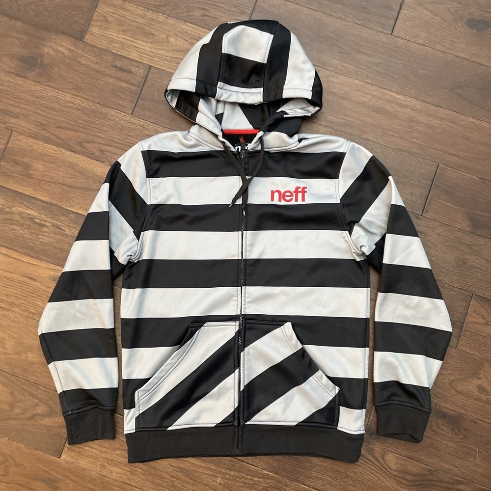 NEFF BLACK, RED & GREY DAILY SHREDDER HOODED JACKET‎ COAT MEN'S SIZE M